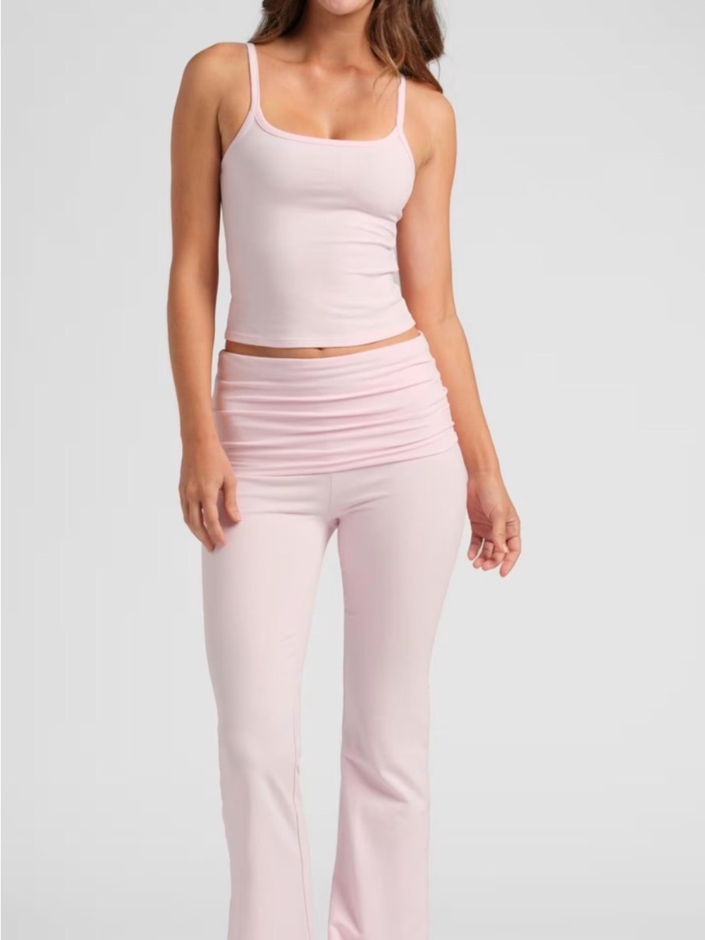 Comfrt SoftStretch Foldover Pants Powder Pink size L NWT